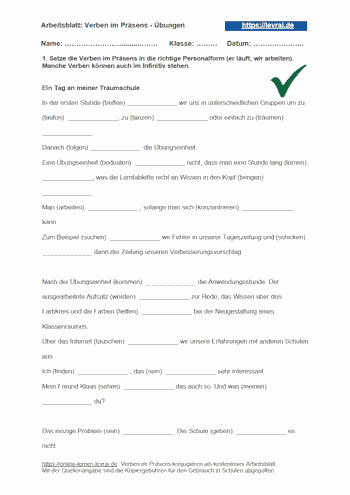 Verben Arbeitsblätter für den Deutschunterricht