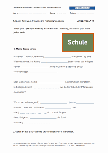 Verben Arbeitsblätter für den Deutschunterricht