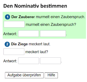 Übungen zum Bestimmen des Nominativs.