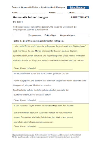 Zeiten bestimmen: Gegenwärtiges, Vergangenes und Zukünftiges