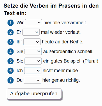 Arbeitsblätter für die Konjugation des Verbs „sein“.
