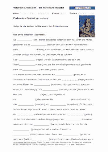 Präteritum Arbeitsblatt mit Übungen
