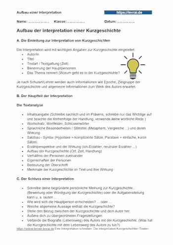 Arbeitsblatt und Übungsblatt 1 für die Inhaltsangabe.