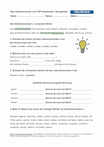 Silbentrennendes h mit online Übungen und Beispielen lernen.