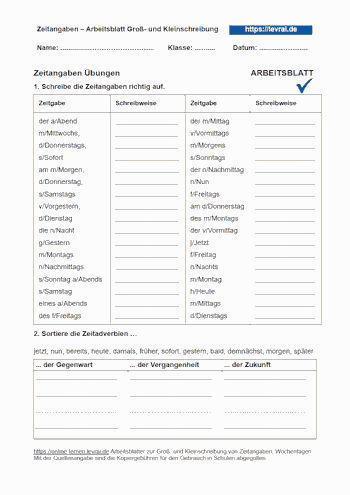 Zeitangaben und die Groß- und Kleinschreibung