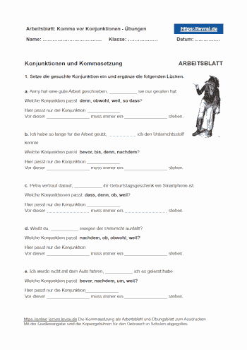 Arbeitsblätter für die Kommasetzung in der Zeichensetzung - mit Lösungen üben.