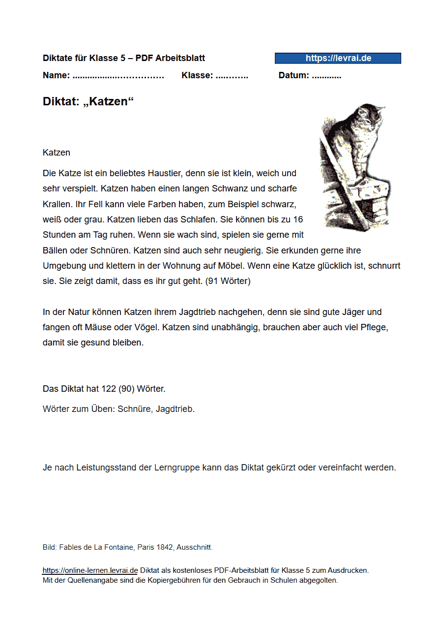 Diktat Klasse 5