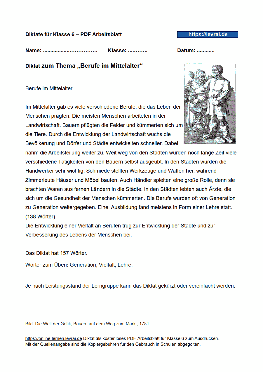 Diktat Klasse 6