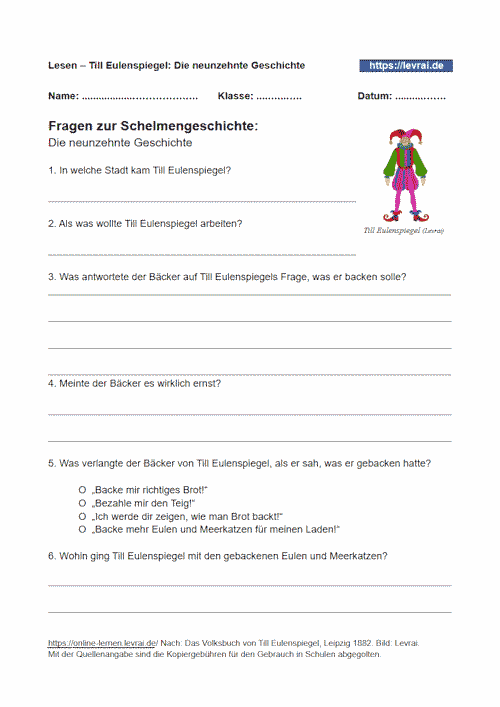Die 19. Schelmengeschichte als Suchsel.