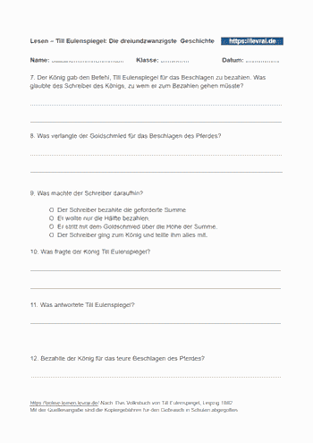 23. Schelmengeschichte mit Fragen erarbeiten.