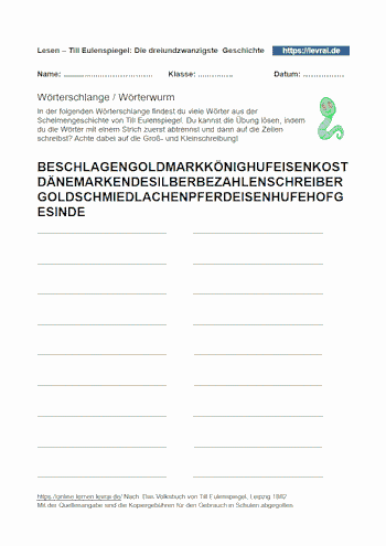 Die 23. Schelmengeschichte als Wörterwurm.