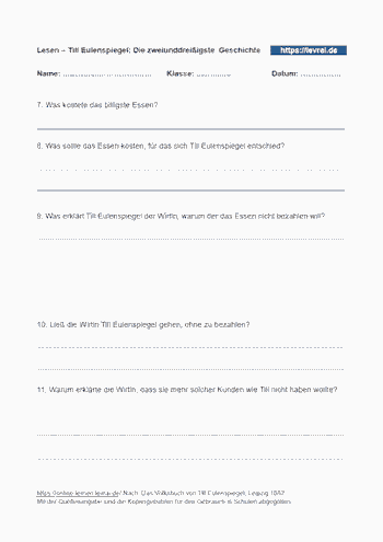 Die 32. Schelmengeschichte mit Fragen erarbeiten.