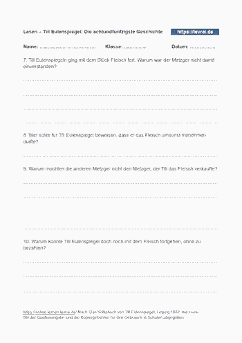 Die 58. Schelmengeschichte mit Fragen erarbeiten.