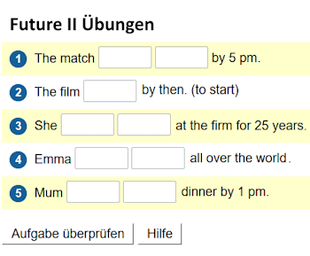 Übungen für das Future II.