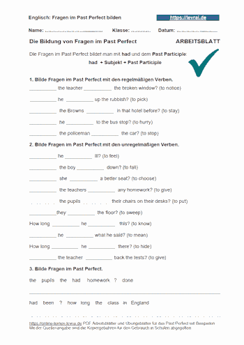 Arbeitsblatt für das PastPerfect.