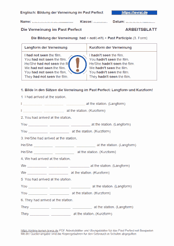 Arbeitsblatt für das PastPerfect.