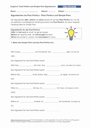 Arbeitsblatt für das PastPerfect.