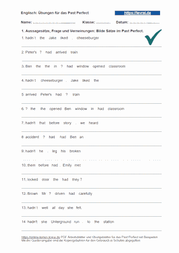 Arbeitsblatt für das PastPerfect.