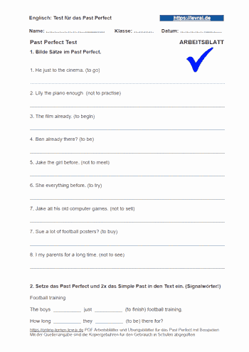 Arbeitsblatt für das PastPerfect.