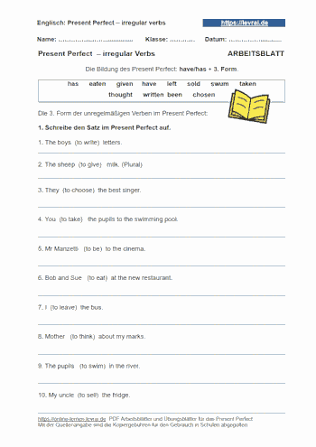 Arbeitsblatt für das Present Perfect mit gemischeten Übungen.