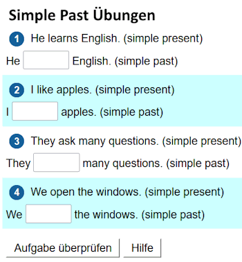 Übungen für das Simple Past.