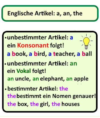 Arbeitsblätter und Übungsblätter für Englisch.