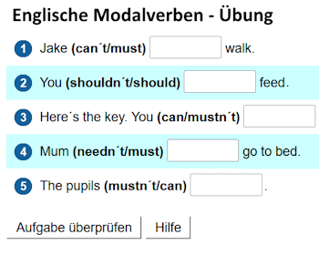 Arbeitsblätter und Übungsblätter für Englisch.