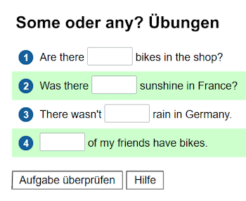 Arbeitsblätter und Übungsblätter für some und any.