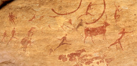 Jagd in der Altsteinzeit - Sahara. Bildquelle: Wikipedia