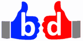 b oder d? Eselsbrücke für die Unterscheidung von b und d.