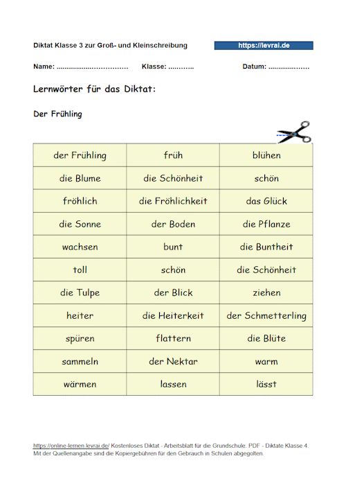 Lernwörter zu Nomen und ihren Endungen wie ung, heit, keit.