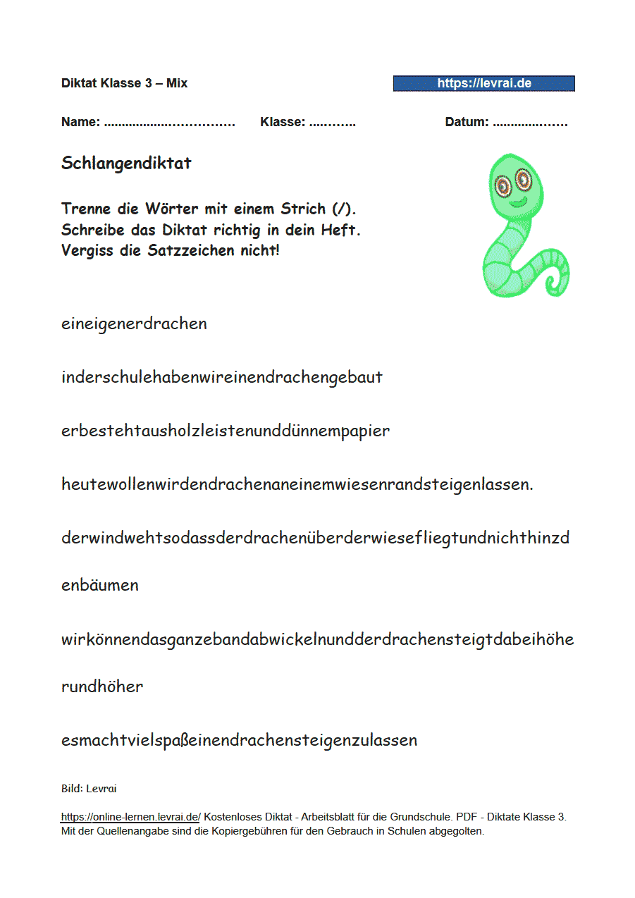 Diktat Klasse 3