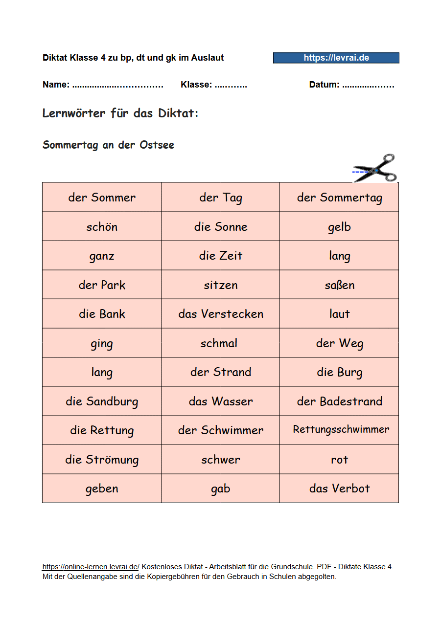 Diktate für Klasse 4 bp, dt und gk