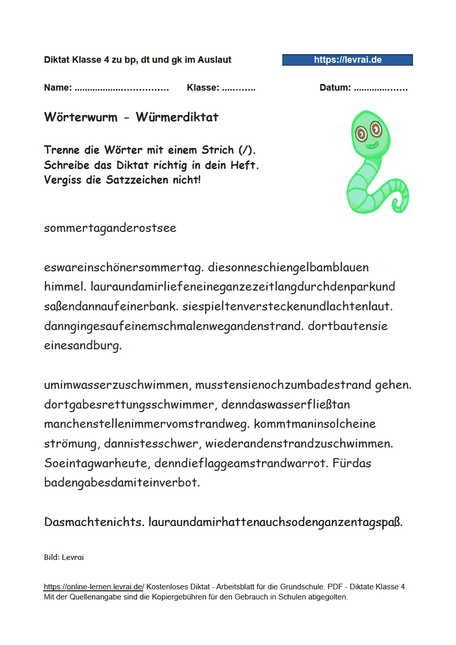 Diktate für Klasse 4 bp, dt und gk