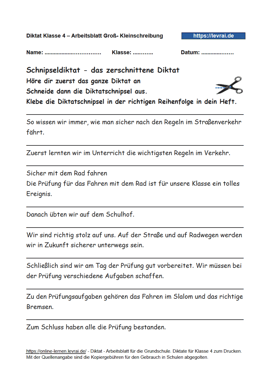 Laufdiktat für das Diktat: Sicher mit dem Rad fahren.