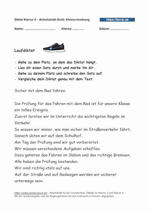 Laufdiktat für das Diktat: Sicher mit dem Rad fahren.