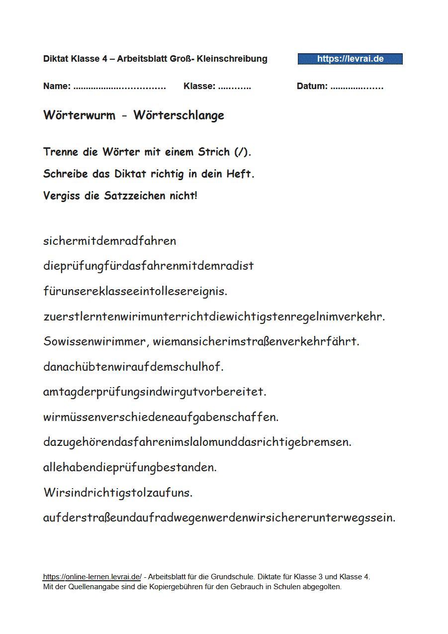 Laufdiktat für das Diktat: Sicher mit dem Rad fahren.
