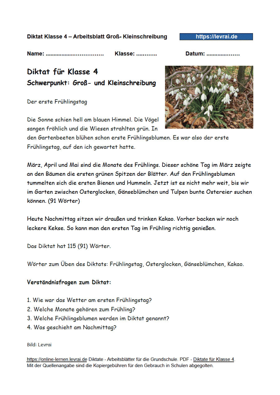 Diktat Klasse 4