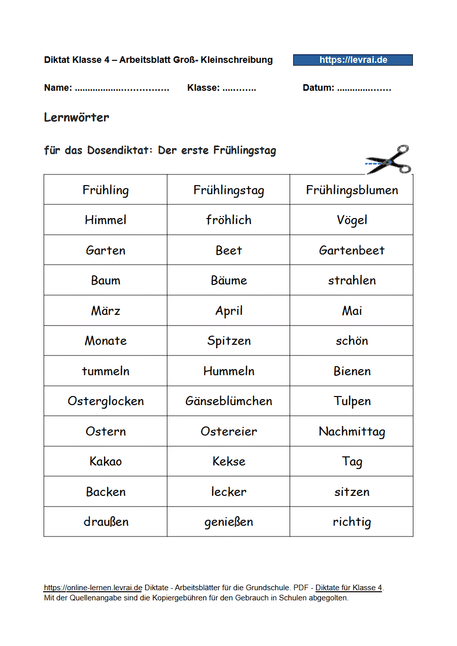 Benotung Diktat Klasse 4 | Benotung Diktat 4. Klasse bzw. Schriftbild