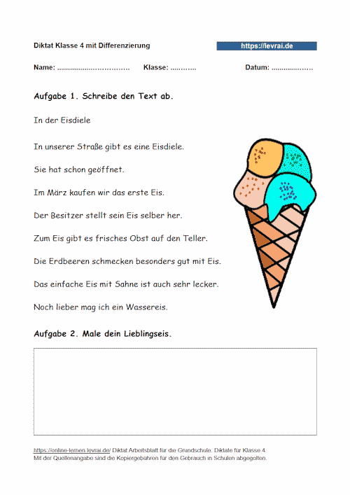 Differenziertes Diktat zur Groß- und Kleinschreibung in der Grundschule.