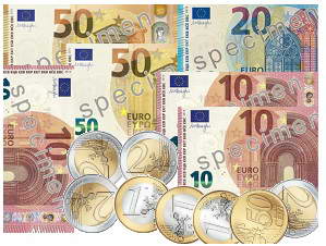 Münzen und Geldscheine zählen - Euro und Cent