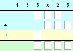 Schriftlichen Multiplikation mit 3- und 2-stelligem Faktor
