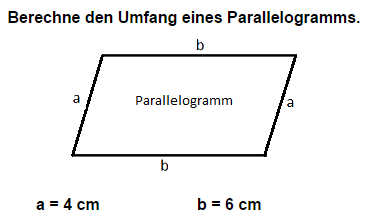 Den Umfang des Parallelogramms berechnen