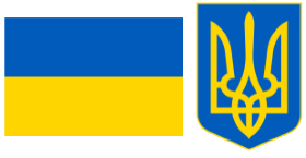 Flagge und Wappen der Ukraine